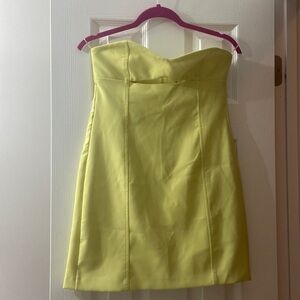 key lime colored, a-line, strapless dress by Zara